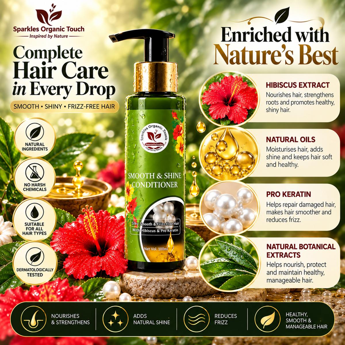 Smooth & Shine Conditioner – Hibiscus & Pro Keratin | 100mL
