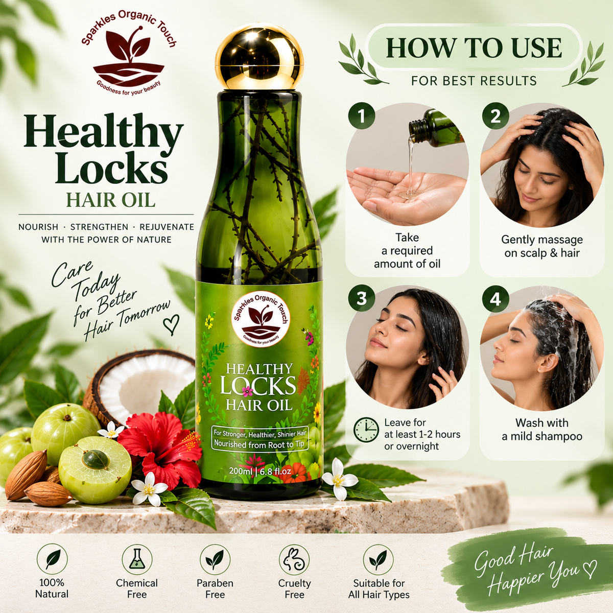 Healthy Locks 6-Oil Botanical Hair Oil – 200ml
